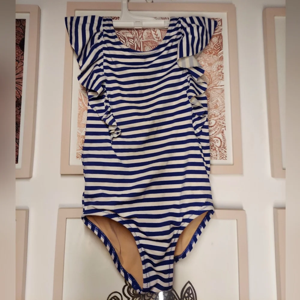 ⭐️ 5/$30 J. CREW size 4-5 blue striped swimsuit